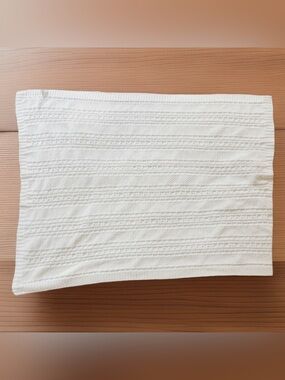 Nordstrom Pale Blue Chenille Baby Blanket Sweater Cable Knit Shower Gift Nursery